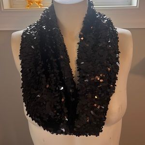 NWOT bebe black sequin cowl neck scarf
